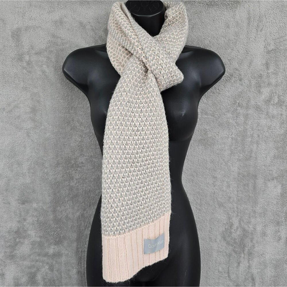 Calvin Klein Scarf Rectangular Pink Metallic Silv… - image 1